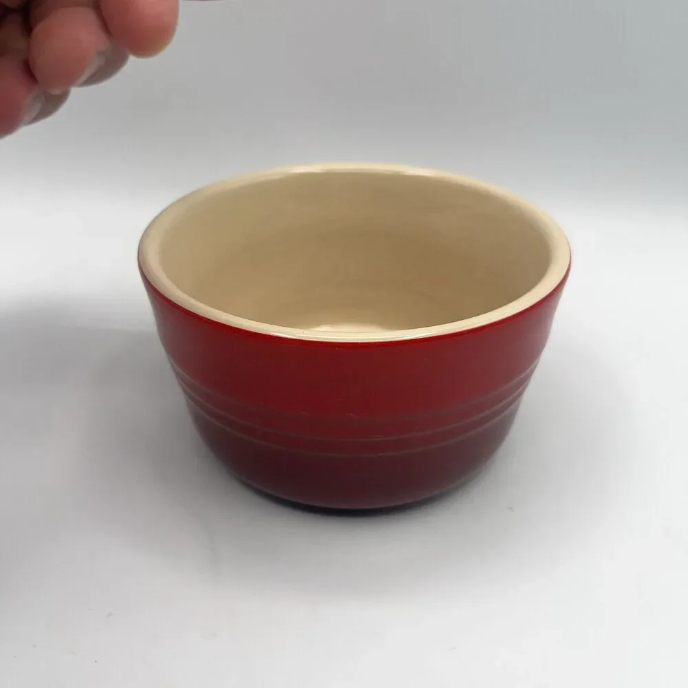 LE CREUSET Red Ramekin Stoneware Custard Cup French Kitchenware